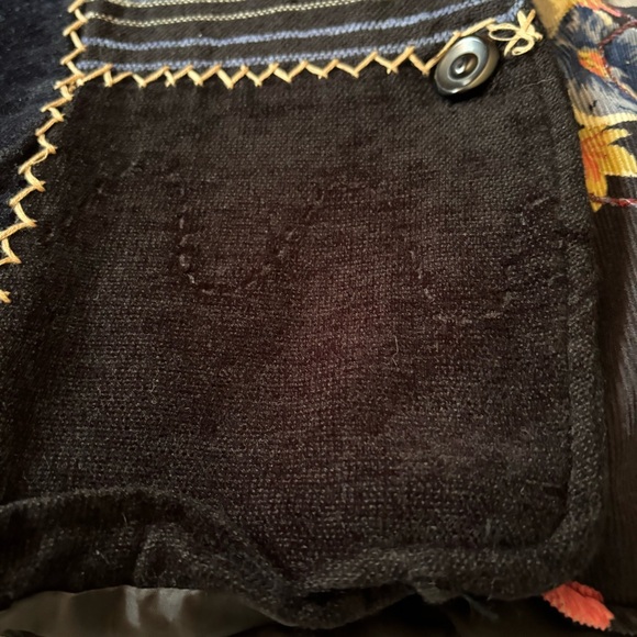 White Stag Blazer Top Size XL Blue Patchwork Floral Lined Button Front - Picture 7 of 10